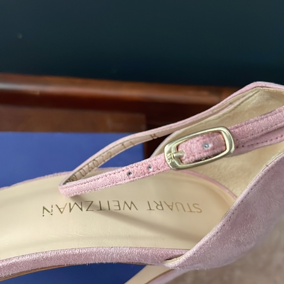 Stuart Weitzman Nudistsong Heels. Barely worn. Bubble Gum Pink Suede - Picture 3 of 4